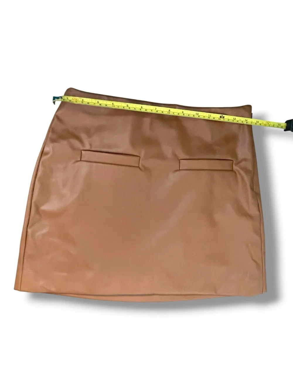 Faux Leather Mini Skirt Brown Vegan Leather Cowgirl Straight Zip NWT A New Day